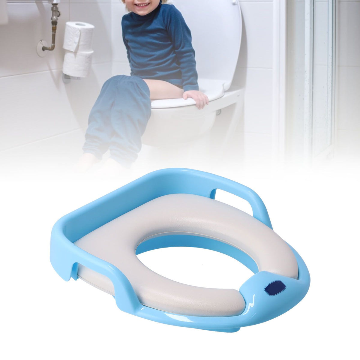 Soft training potty seat for children by Everything Baby, designed for comfortable baby toilet training close to the ground.