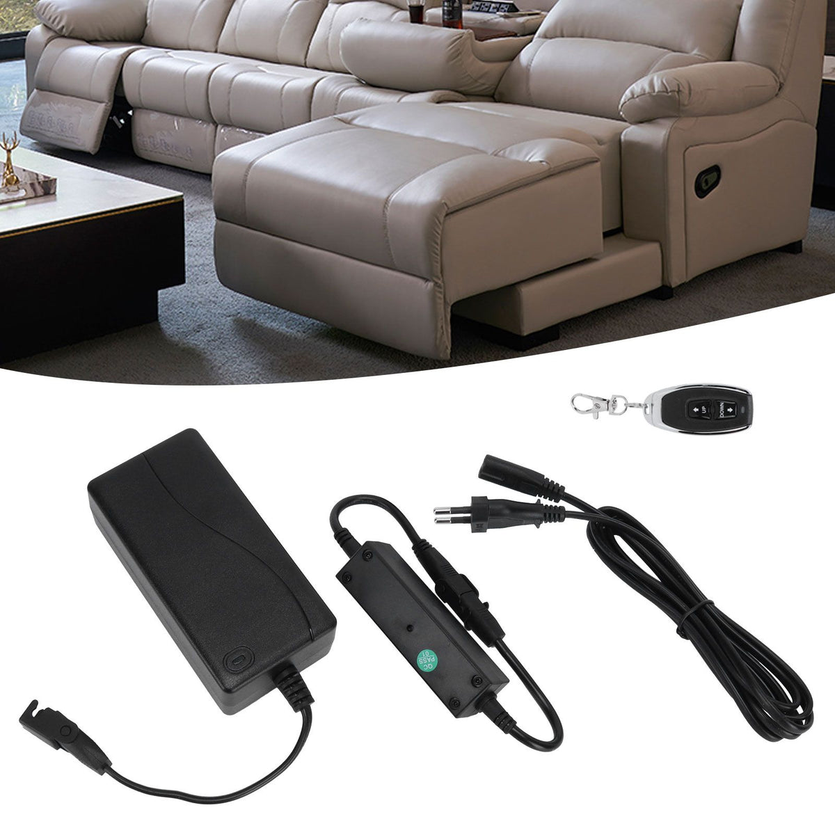 Baby ride-on car remote controller compatible with 24V DC linear actuators, suitable for electric curtains and sofas.