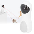 Red LED 2-in-1 cat teaser toy with USB charging, automatic rotatable lights, and adjustable gears for interactive pet play.