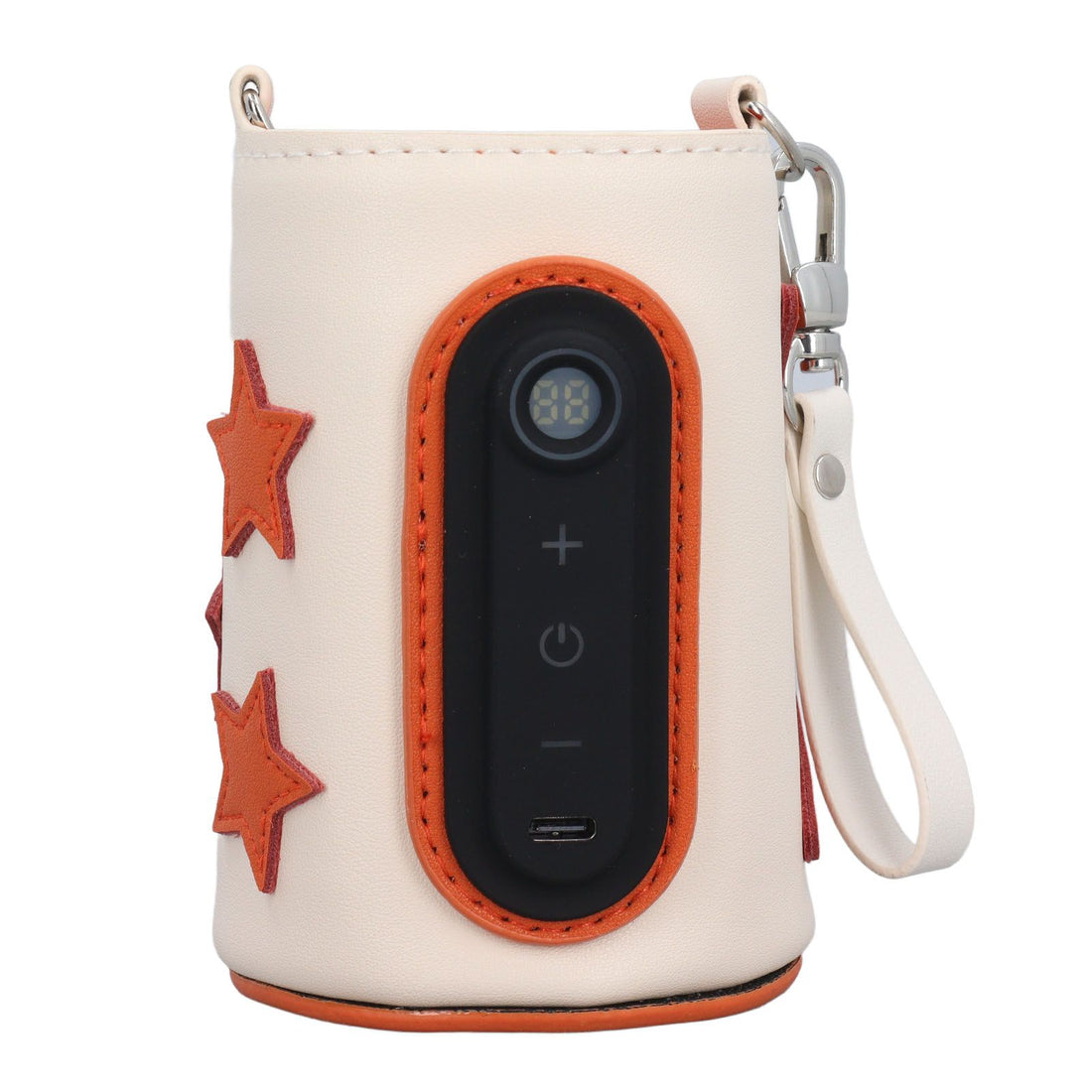 Portable baby bottle warmer bag with adjustable temperature, universal USB milk warmer cover for travel, camping, and home use.