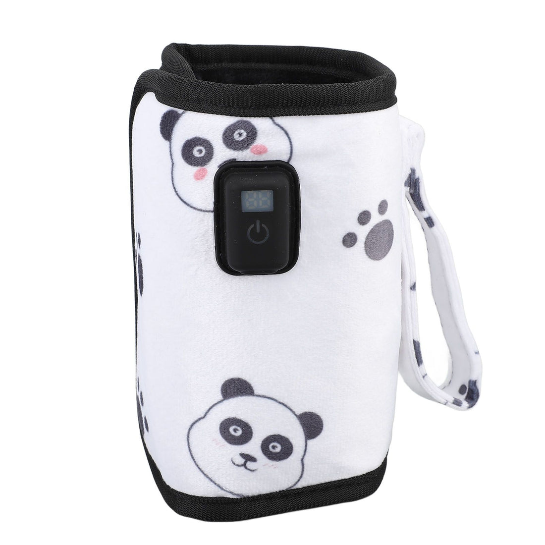 Portable baby bottle warmer sleeve by Everything Baby, USB milk heat keeper with 21 adjustable temperature levels, featuring a panda design.