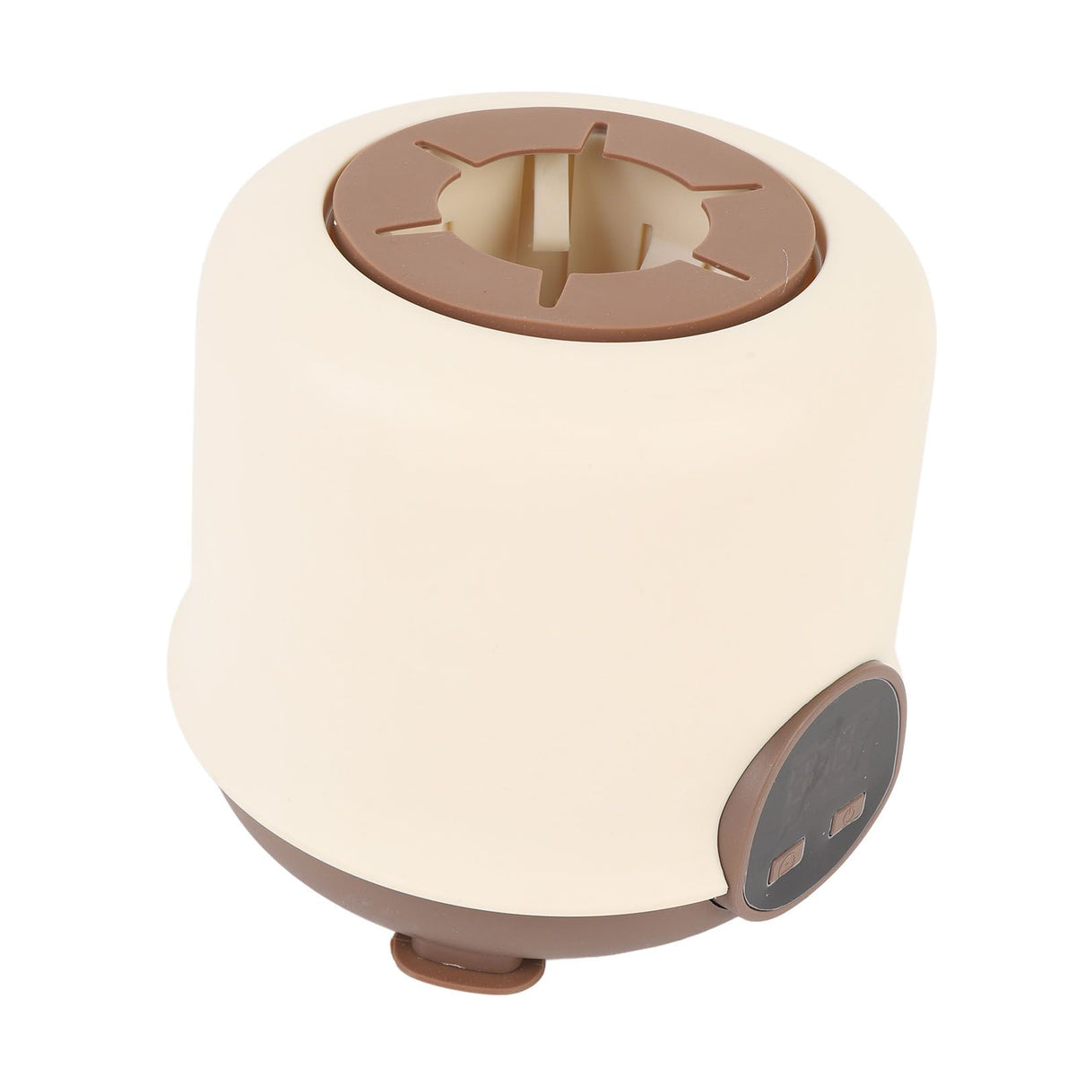 Electric baby formula mixer from Everything Baby, cordless with digital display, low noise, suitable for infant feeding in brown color.