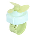 Green cartoon-shaped mini kid wrist fan with adjustable strap, USB charging, from Everything Baby, designed for children’s play and comfort.