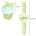 Green cartoon-shaped mini kid wrist fan with adjustable strap, USB charging, and playful design for children.