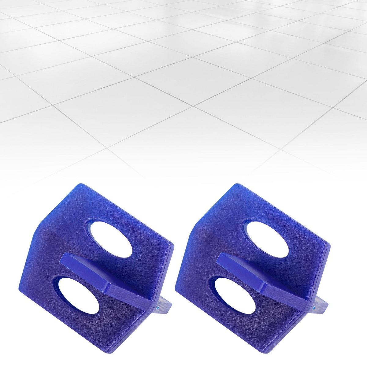 Set of 200 blue ceramic tile leveler tools for wall and floor tiling, ideal for construction and DIY tile leveling projects.