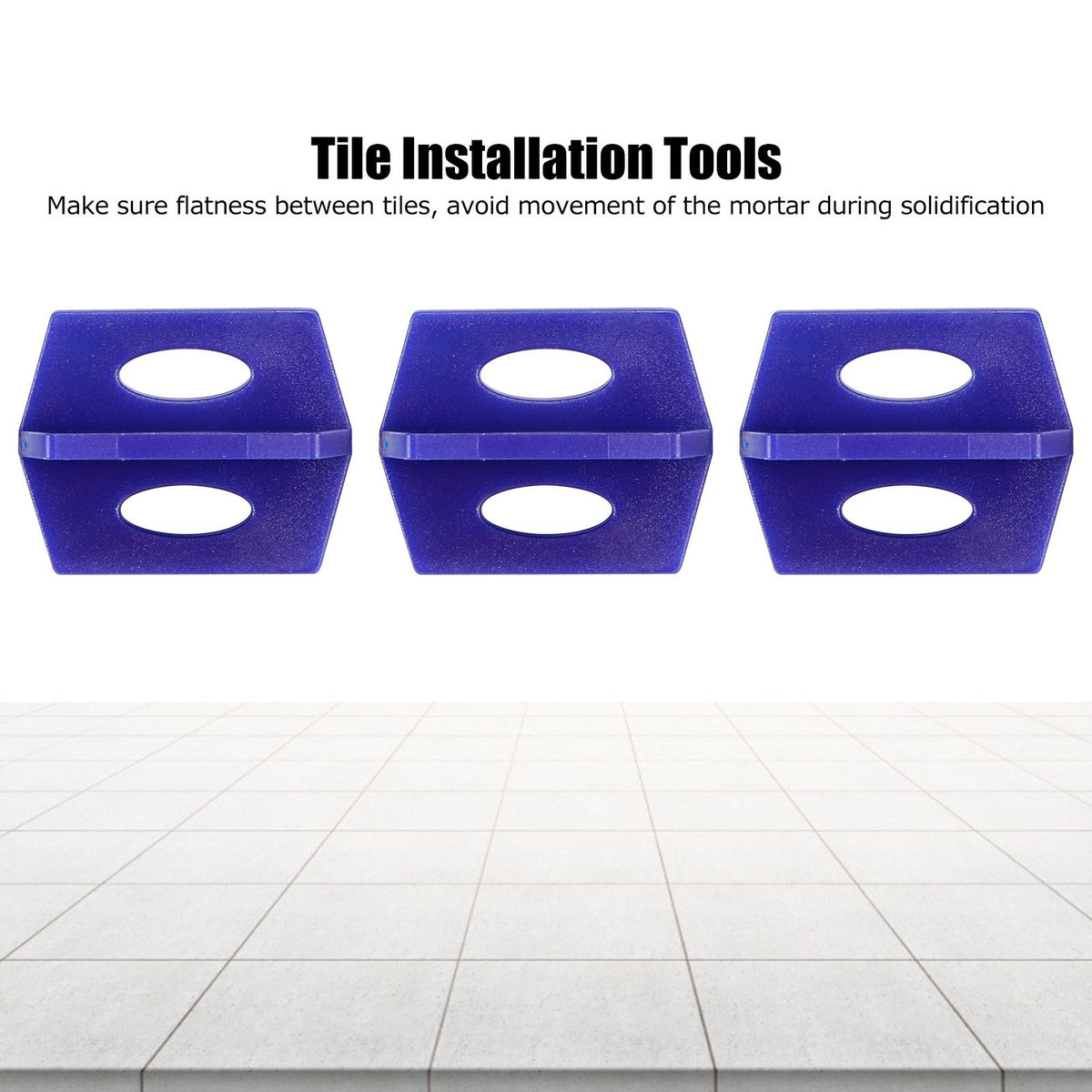 Set of 200 blue ceramic tile levelers for wall and floor tiling, construction and building projects by Everything Baby.