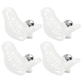Set of four white ceramic bird-shaped knobs for doors and drawers, perfect as furniture accessories for kids' rooms.