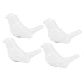 Set of four white ceramic bird-shaped knobs for furniture, ideal for DIY door, drawer, or cupboard handles in kids’ rooms.