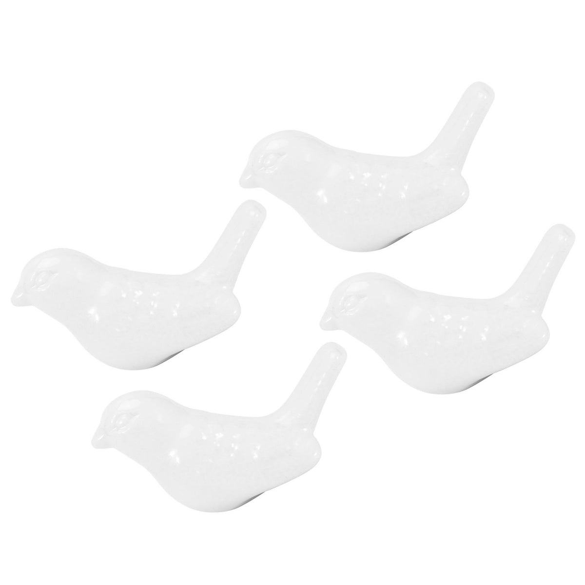 White ceramic bird-shaped knobs set for DIY door or drawer handles, ideal for furniture accessories in children's rooms.