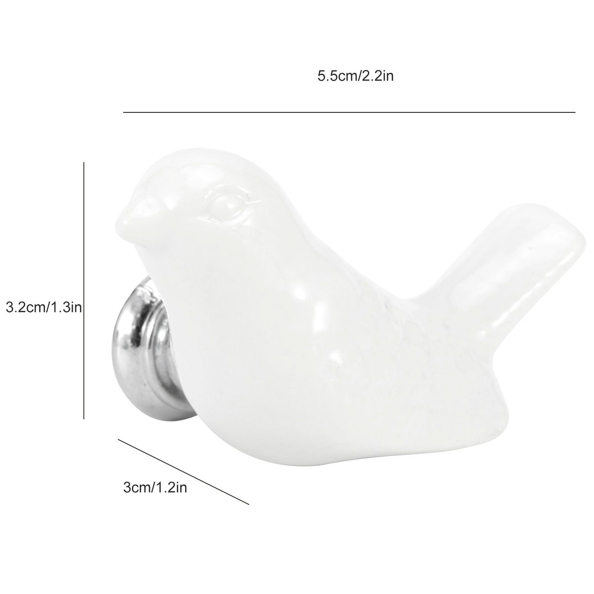 White ceramic bird-shaped drawer knobs set, perfect for DIY furniture, cabinet, and cupboard handles in children's bedroom decor.