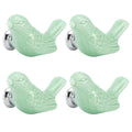 Green ceramic bird-shaped knobs set for DIY furniture handles on changing tables and kids' furniture accessories.