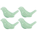 Set of four green ceramic bird-shaped drawer knobs for furniture, perfect for DIY door and cupboard handles.
