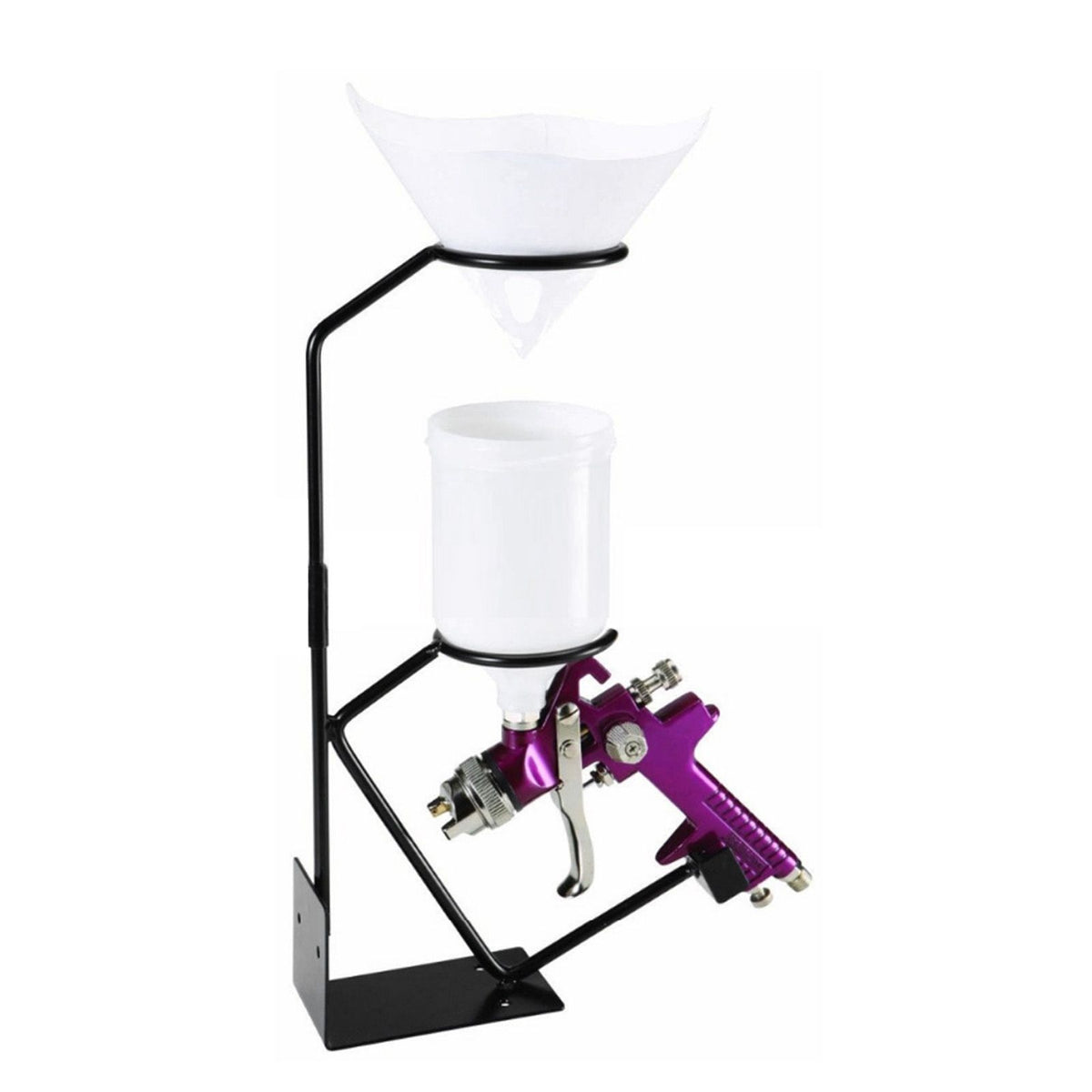 Everything Baby spray gun holder and storage stand with strainer rack for painting sprayers, ideal for outdoor toy equipment.