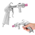 Handheld pneumatic sand blaster machine for abrasive sand blasting and derusting, used for outdoor toy cleaning and surface preparation.