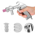 Handheld pneumatic sand blaster for abrasive sand blasting and derusting, designed for outdoor toy and play equipment cleaning.