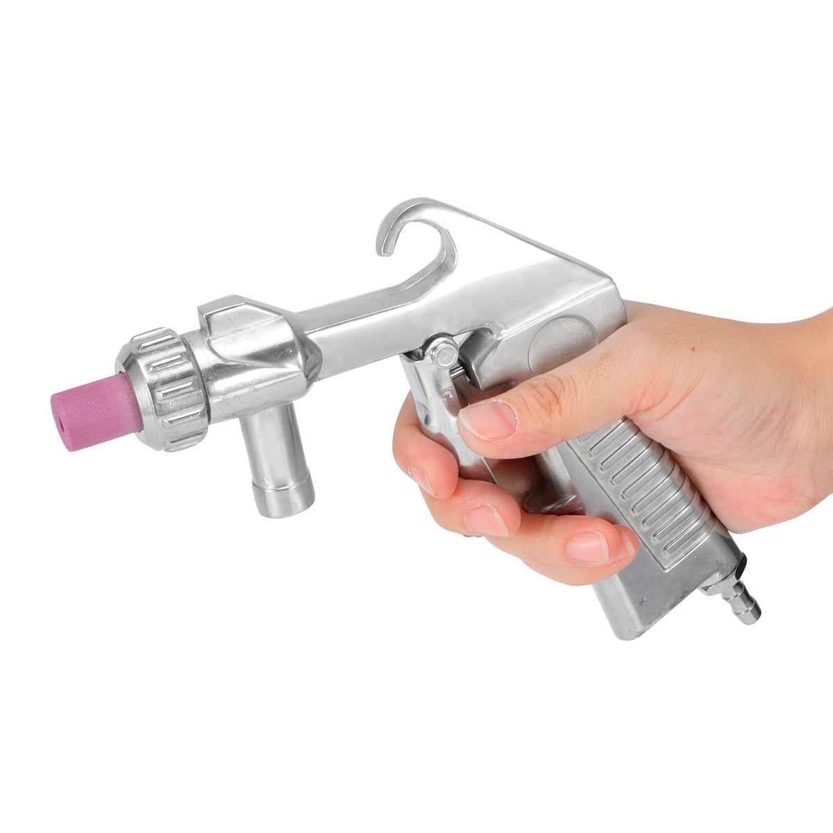 Handheld pneumatic sand blaster machine used for abrasive sand blasting and derusting, ideal for outdoor toy play equipment.