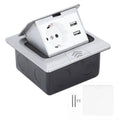 Embedded IP44 waterproof floor outlet box with USB ports for dining tables and kitchen countertops by Everything Baby.