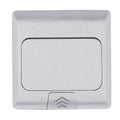 Waterproof IP44 pop-up floor outlet box with USB ports, embedded in a surface, suitable for kitchen counters and dining tables.