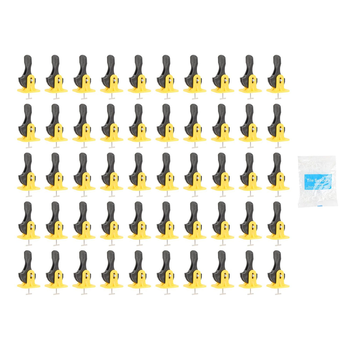 50-piece baby and kid's toy building tile leveling system kit with spacers for easy, efficient floor leveling and construction.