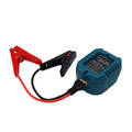 Portable car jump starter compatible with Makita batteries, heavy-duty cables for emergency automotive use in ride-on cars.