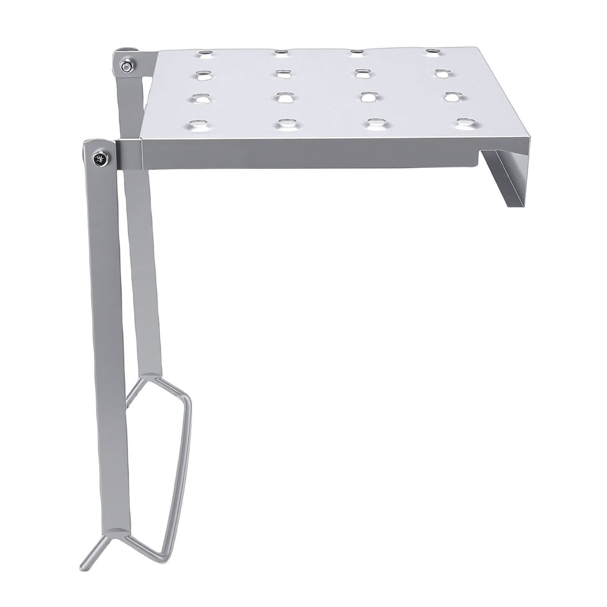 Silver foldable ladder platform from Everything Baby, used as a versatile work and extension ladder for home renovation projects.