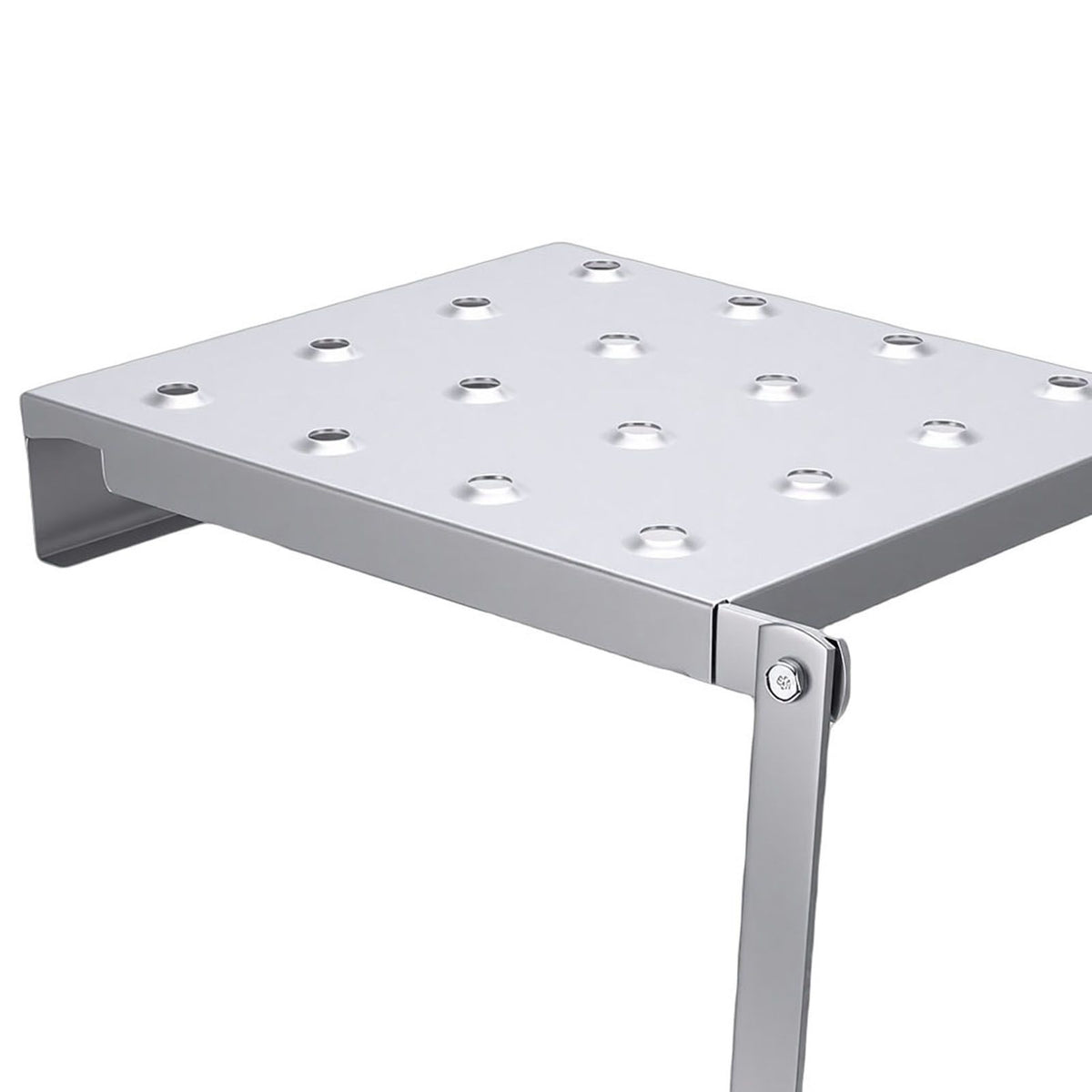 Foldable silver ladder platform from Everything Baby, a versatile work and extension ladder for home renovation projects.