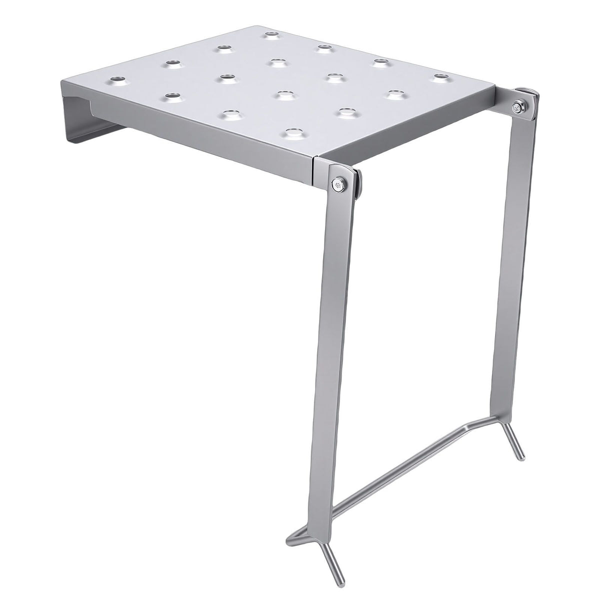 Foldable silver ladder platform by Everything Baby, versatile work platform suitable for home renovation and building projects.