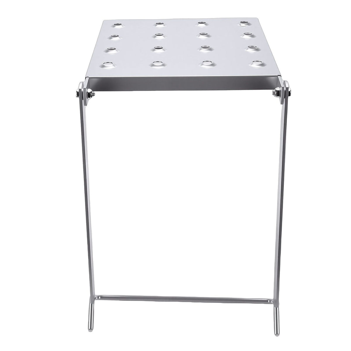Silver foldable ladder platform by Everything Baby for home renovation, featuring a multifunctional iron work extension.