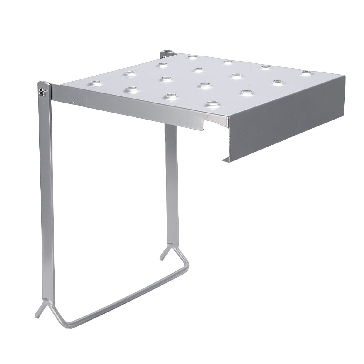 Foldable silver ladder platform from Everything Baby, a multifunctional work and extension ladder for home renovation projects.