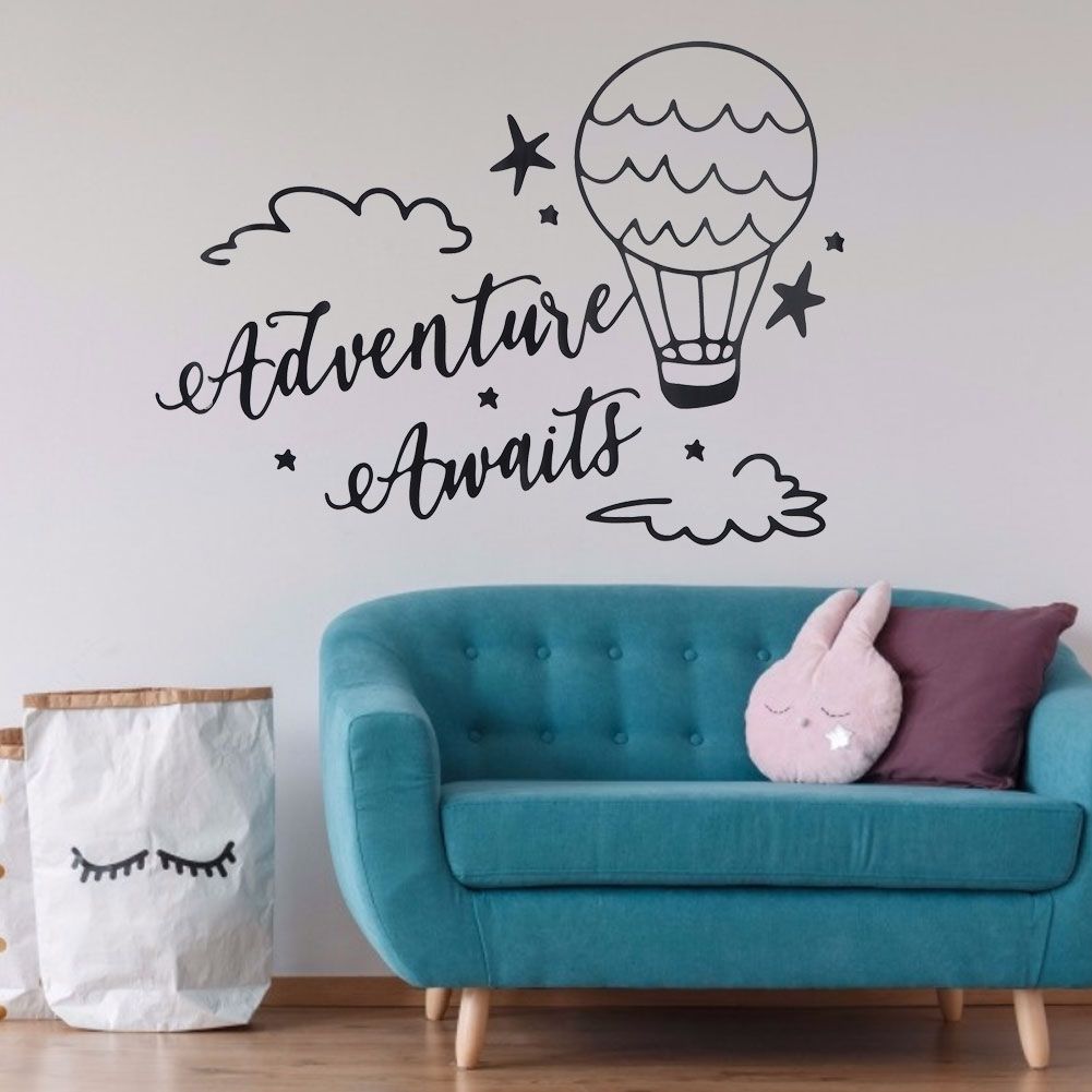 Cute cartoon clouds and balloon wall sticker from Everything Baby, perfect for kids' room decor and pretend play decoration.