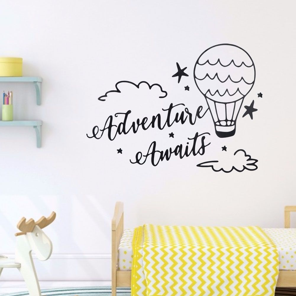Removable wall sticker featuring cute cartoon clouds and balloons for kids' room decor, perfect for playful home decoration.