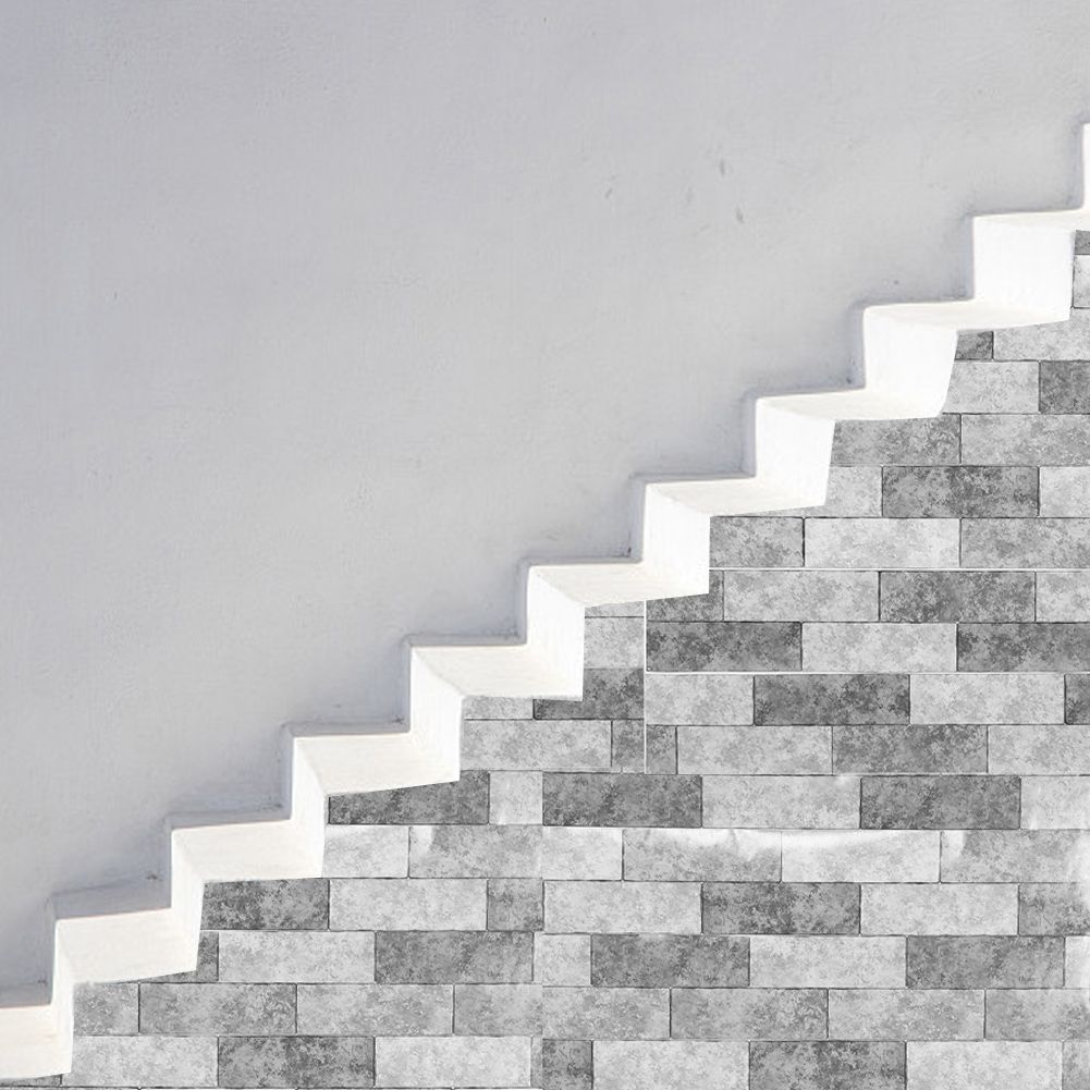 Self-adhesive simulation brick grain pattern stair sticker for home decor, suitable for kids' rooms and building toy displays.