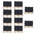 Ten mini wooden chalkboards with black surfaces, ideal for wedding or party decorations, from Everything Baby.