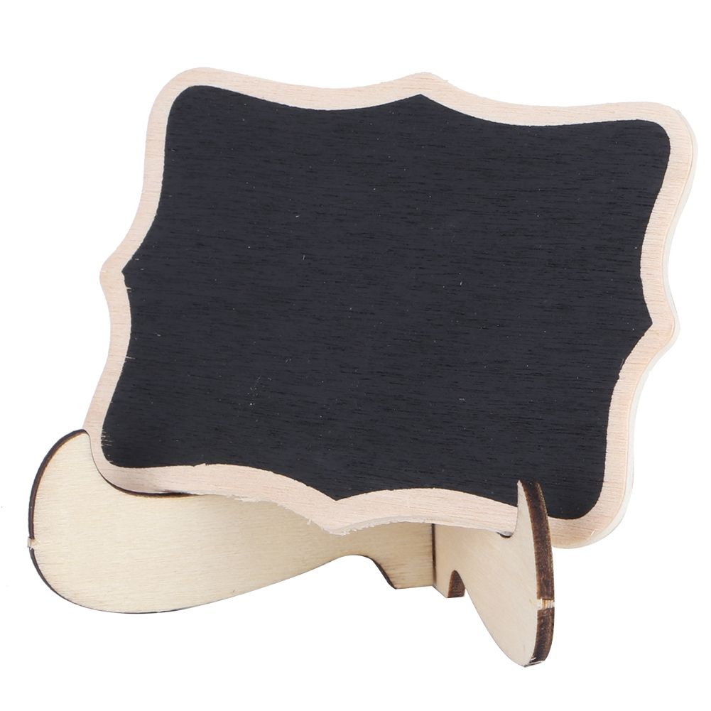 Set of 10 mini wooden chalkboards with black surfaces, perfect for baby and kid's party decoration and message display.