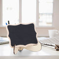 Set of 10 mini wooden chalkboards with black surface for messages and decoration, ideal for wedding and party settings.
