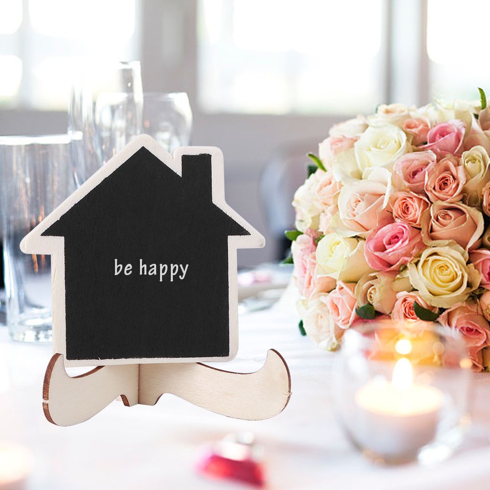 Set of 10 mini wooden display blackboards for kids' craft projects, ideal for messages, decorations, and creative play.