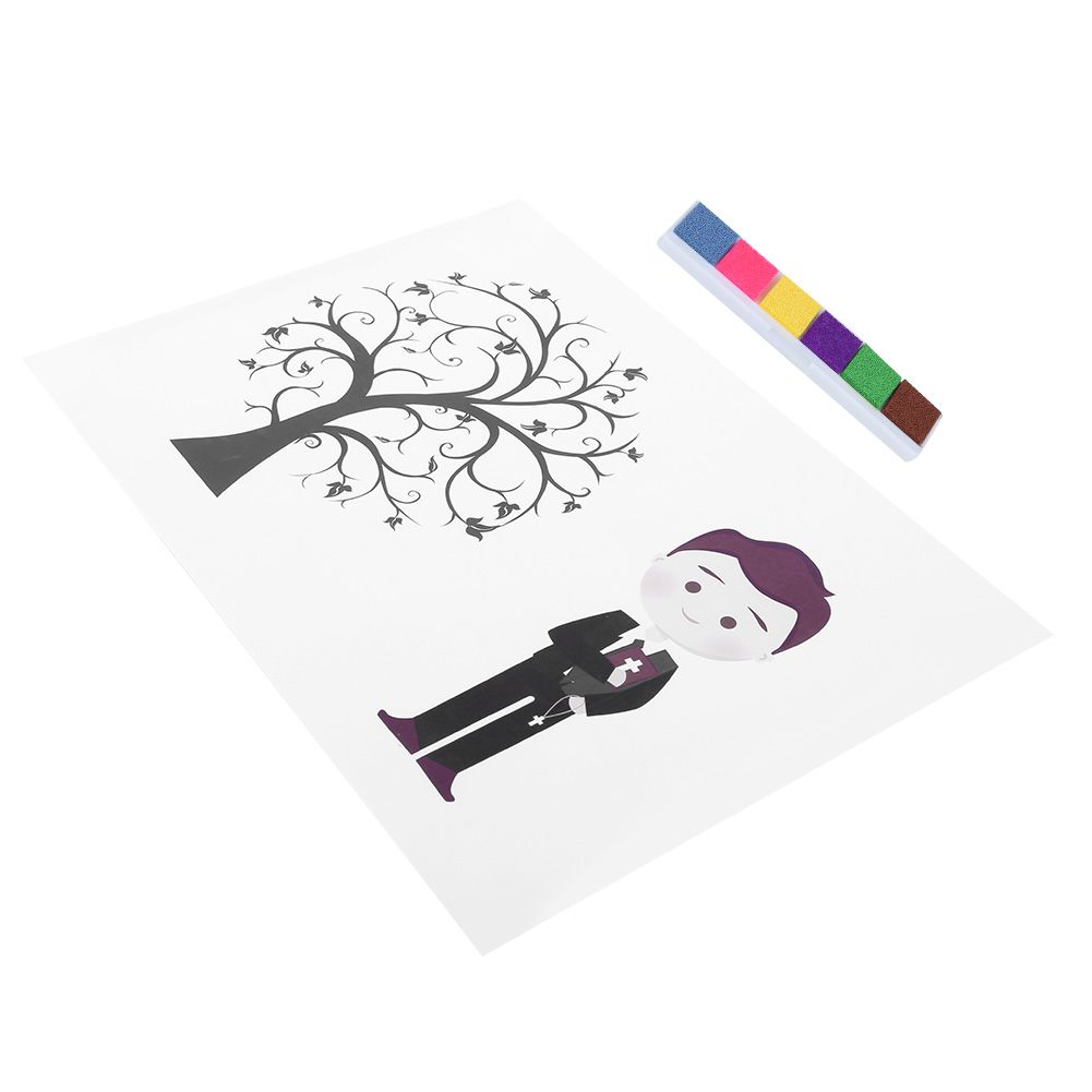 Baby boy's birthday party fingerprint signature sign-in art by Everything Baby, featuring colorful baby and kids drawing toy.