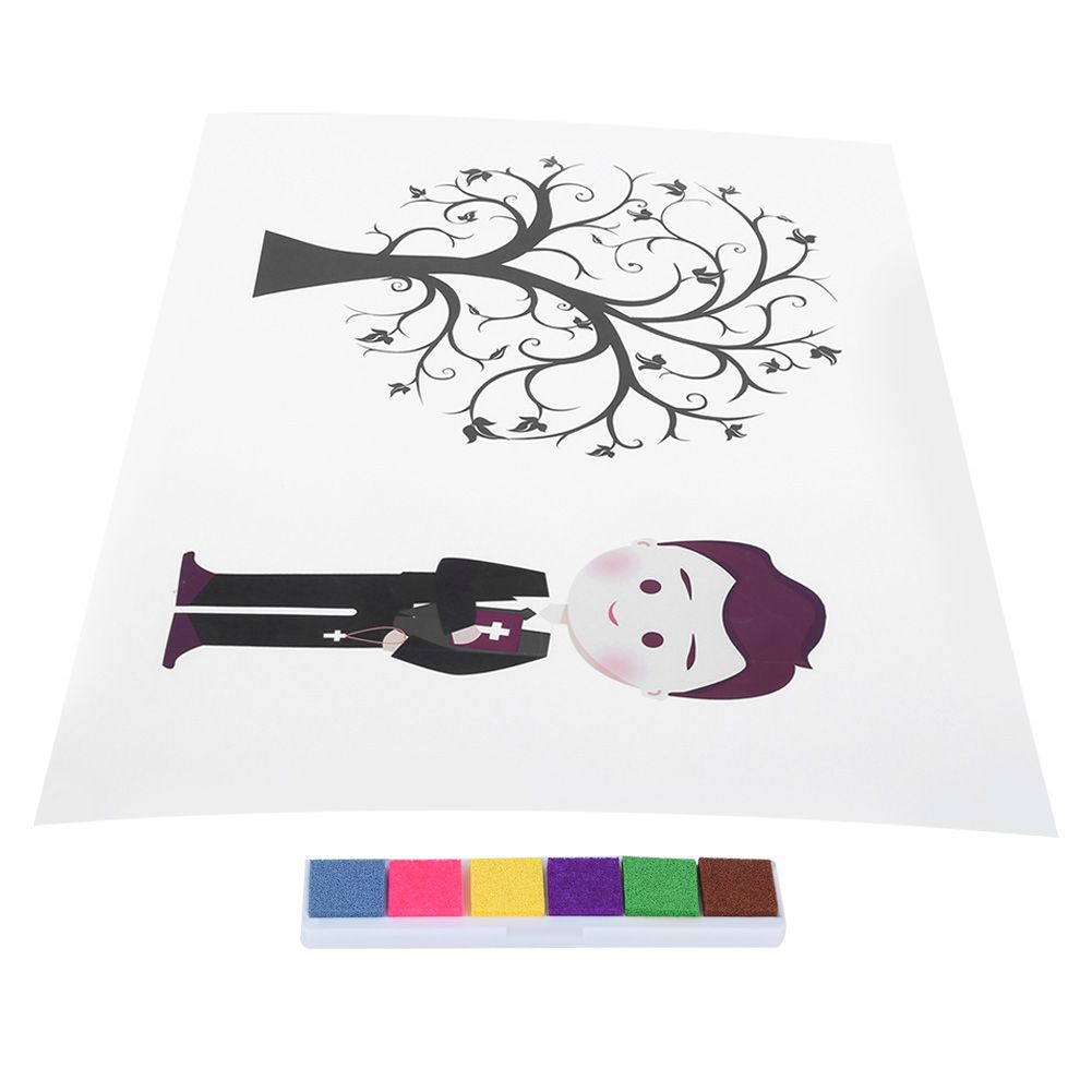 Baby boy birthday party fingerprint signature sign-in artwork by Everything Baby, featuring colorful handprint and drawing elements for kids.