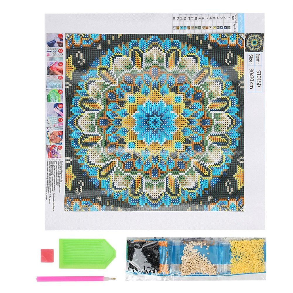 Colorful diamond painting kit featuring a children's outdoor scene, handmade DIY craft for kids' home decor and gifts.