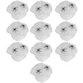 White spider webs with two fake spiders for Halloween decorations, suitable for haunted house or KTV scene props.