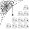 White Halloween spider webs with two fake spiders, perfect for haunted house or KTV scene decorations, by Everything Baby.