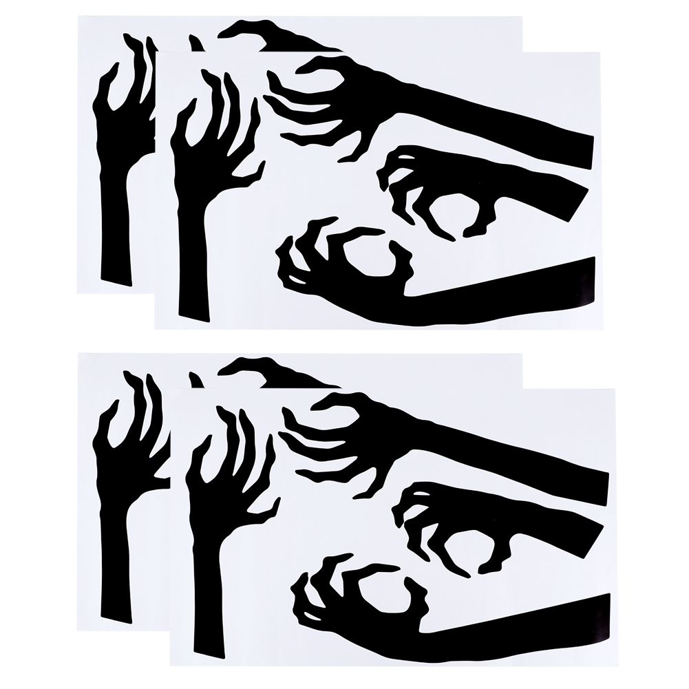 Four horror-themed Halloween wall stickers from Everything Baby for decorating living rooms and bedrooms for spooky parties.
