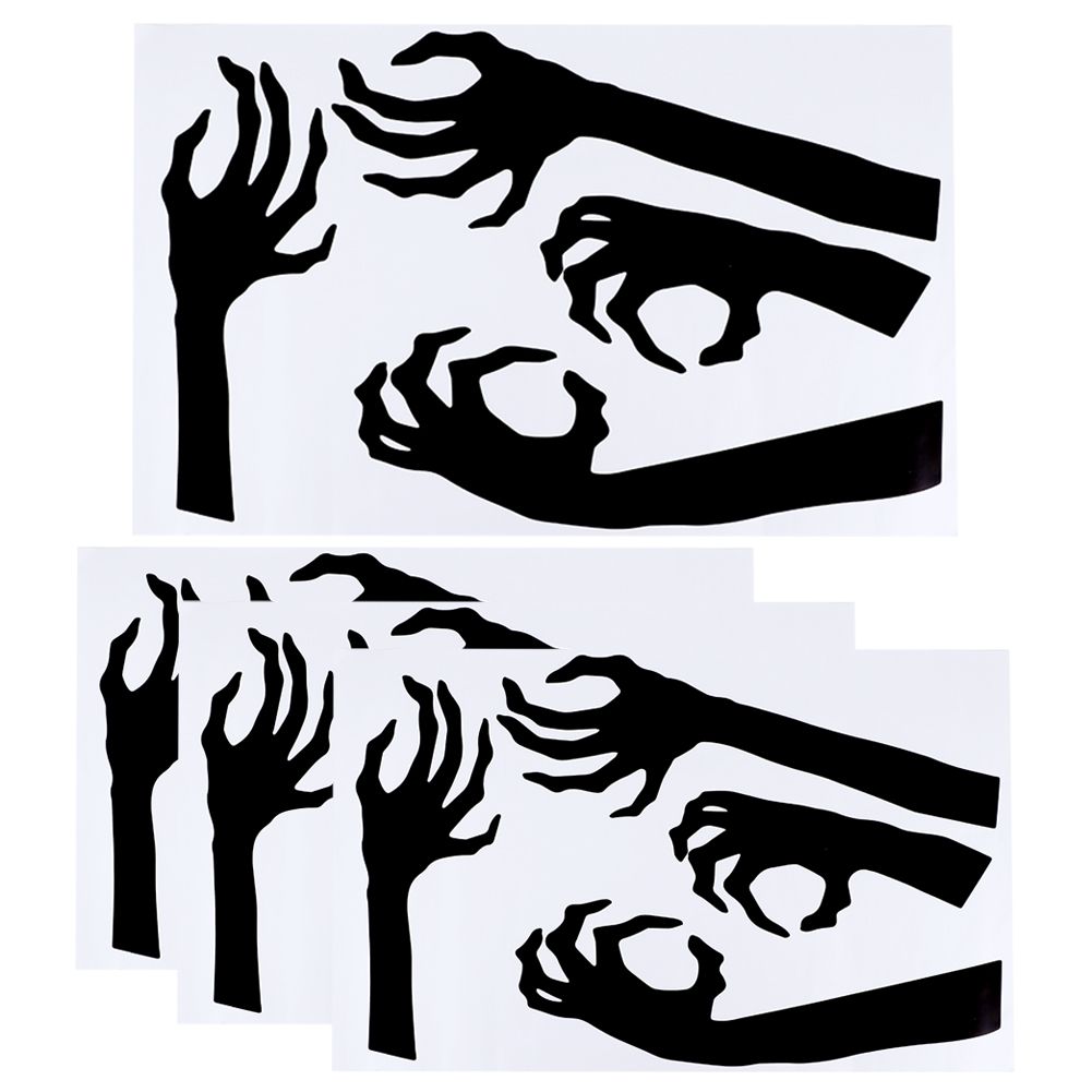 Four spooky Halloween wall stickers featuring horror-themed designs, perfect for decorating living rooms or bedrooms.