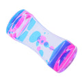 Blue and pink double color liquid motion hourglass timer toy for kids, featuring flowing liquid bubbles, ideal for desk decor and pretend play.
