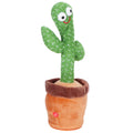Dancing singing electronic cactus plush toy for children, soft plush cactus with colorful details, ideal for pretend play and early education.