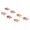 Set of 50 wooden buttons with cute fish cartoon pattern for children's handmade craft projects and toy decorations.