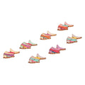 Set of 50 wooden buttons with cute fish cartoon pattern, ideal for children's handmade craft and toy decoration.