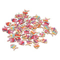 Set of 50 wooden buttons featuring colorful cartoon fish patterns, perfect for children's handmade craft and toy projects.