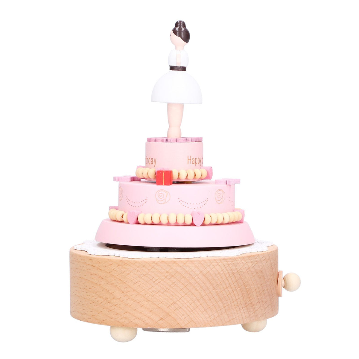 Wooden music box featuring a girl figure, designed for baby and kids' pretend play, ideal as a birthday or holiday gift.