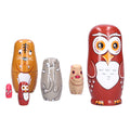 Six handmade cartoon Russian nesting dolls ornaments for kids' pretend play, suitable as toys or home decor.